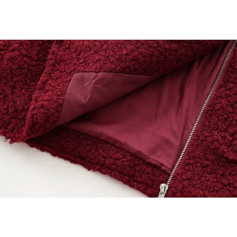 TRAF Womens Coat Wool Coarse Felt Jacket Womens Coat Autumn Winter Suede Half Season Womens Jacket 241023