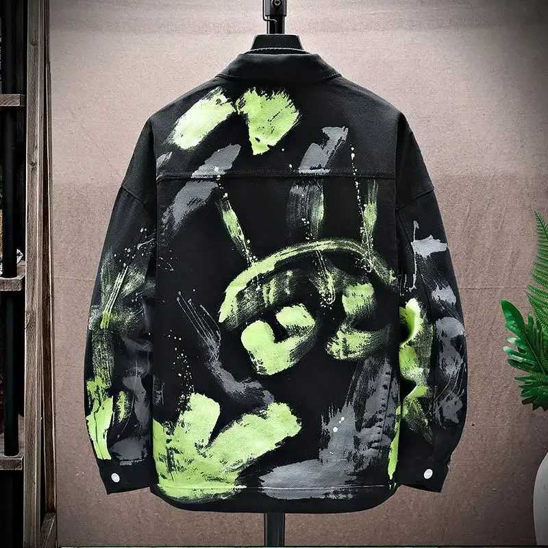 Denim Jackets Man Painted Jeans Coat for Men Graffiti Hip Hop White Trendy Branded Cheap Price Stylish Elastic Fast Delvery Lxury X2502131