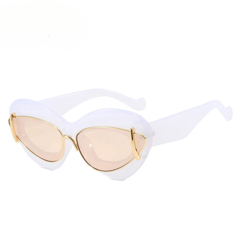 new cat eye double frame for women personality exaggerated hip-hop sunglasses