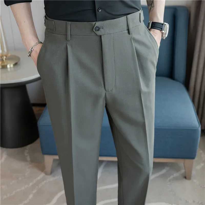 Men Dress Pants Trousers 2024 Autumn New British Style Straight Slim Fit formal Suit Pants Solid Casual Fashion Men ClothinXJ241023
