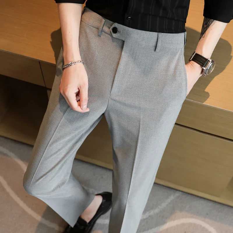 Plus size 44 42 40 Men Business Social Suit Pant 2024 Spring Formal Slim Wedding Trouser Mens Brand Fashion Casual Dress PantsX241023