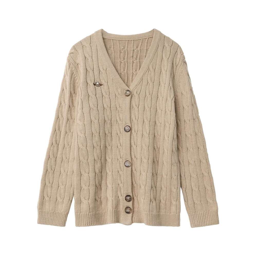 CHIC VEN Women Cardigan Single Breasted Loose New Vintage V-Neck Embroidered Knitted Jumpers Female Twisted Sweater Autumn