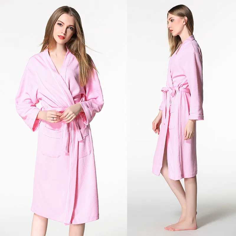 Mens Sp Robe Cotton Wfle Bathroom Long Design Couples Womens Pajamas Size Up Robe W241023