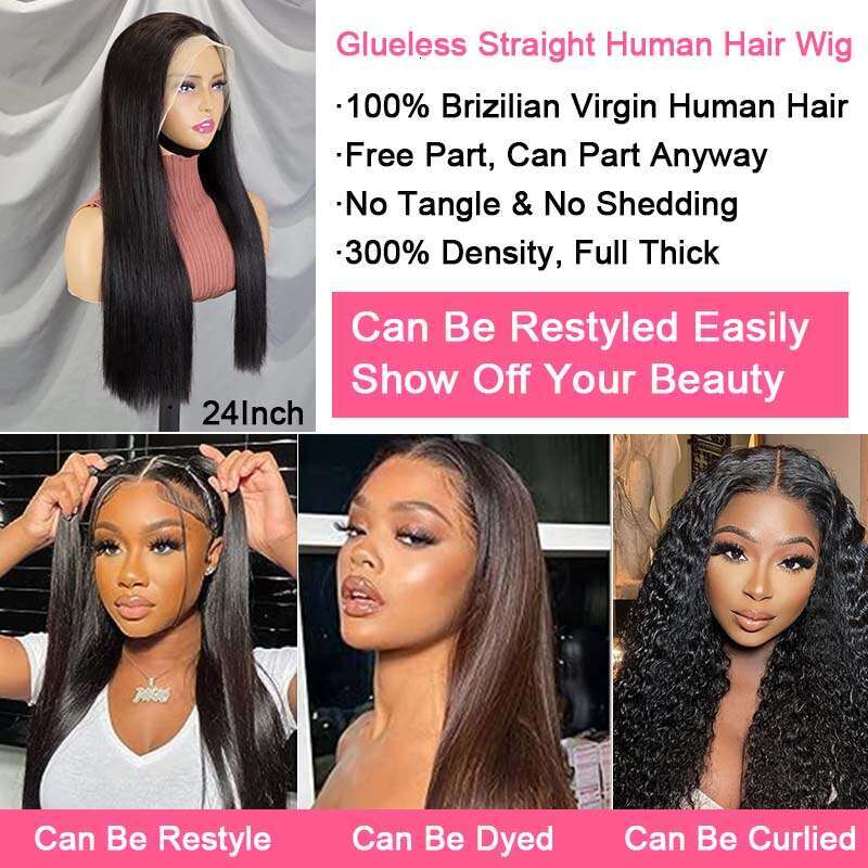 High 300 Density Lace Wigs Super Double Drawn Bone Straight Lace Front Wig 100% Brazilian Remy Lace Frontal pre Plucked Wigs
