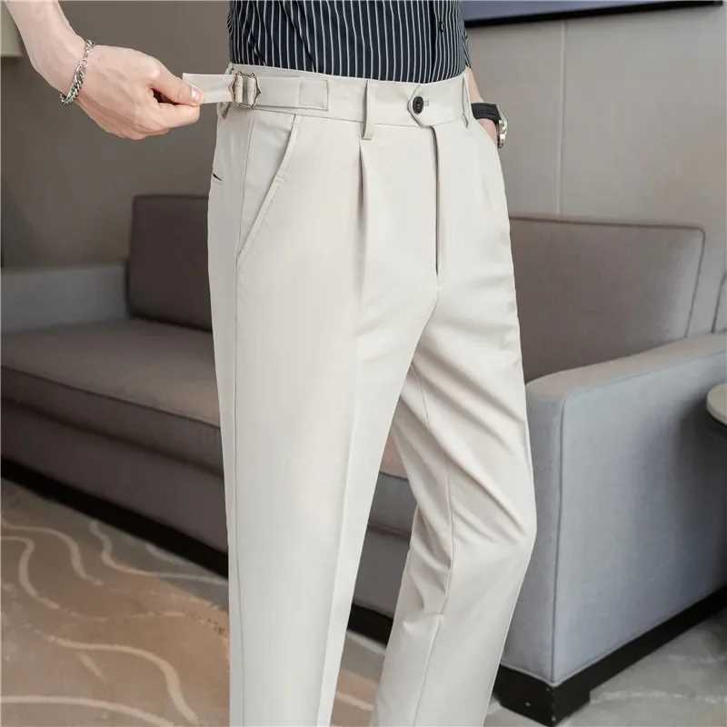 Men Dress Pants Trousers 2024 Autumn New British Style Straight Slim Fit formal Suit Pants Solid Casual Fashion Men ClothinXJ241023
