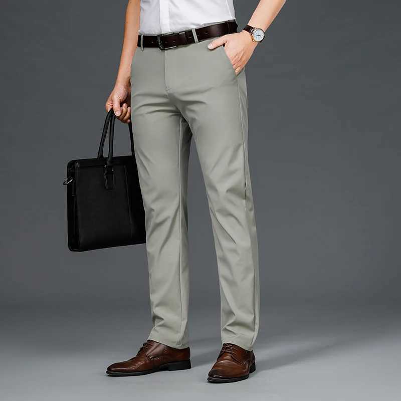 New Autumn Smart Casual Suit Pants Men Stretch Straight Black Khaki Trousers Mens Formal Office Solid Color Suit Pants Man 29-40X241023