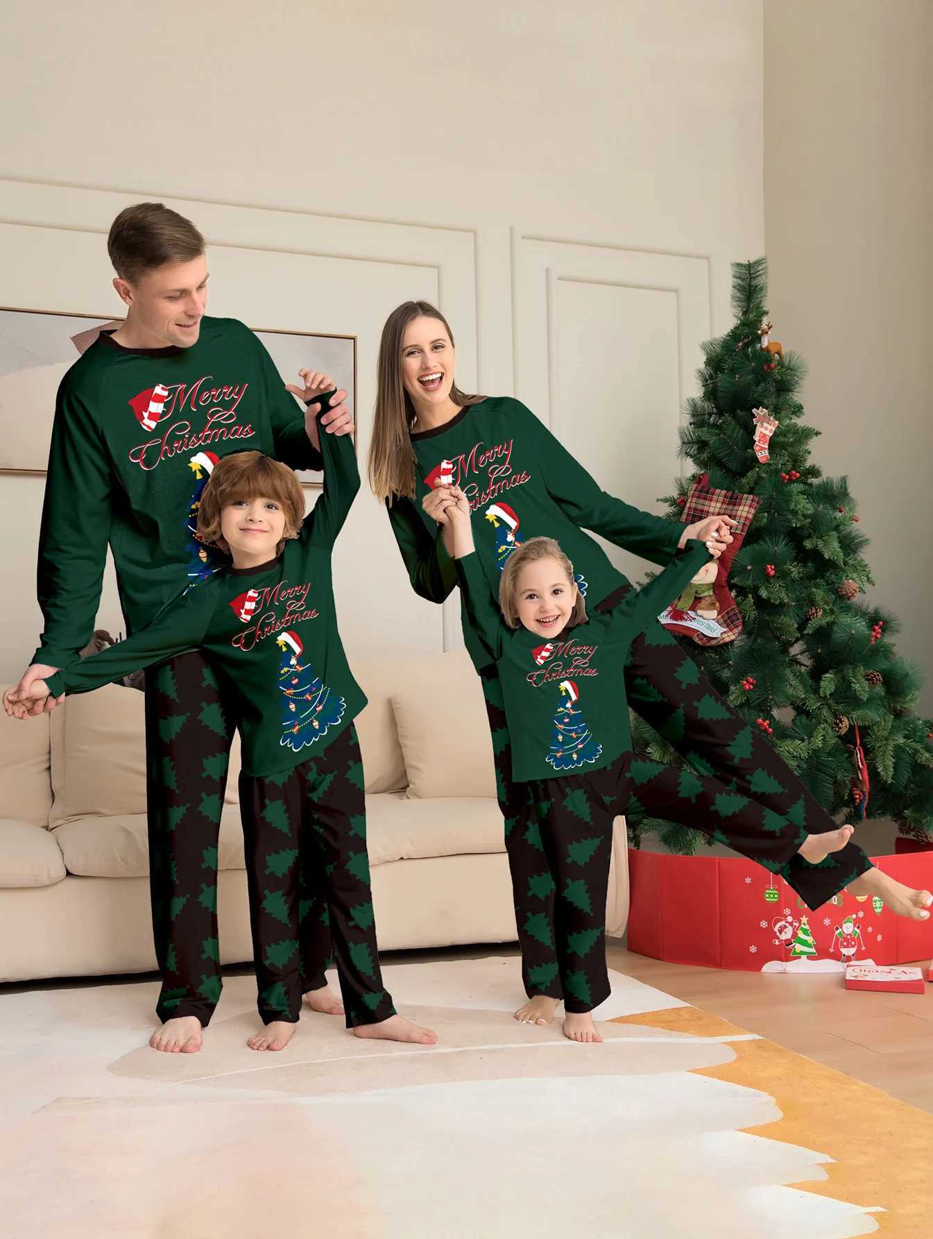 2024 Christmas Pajamas Family Father Mother Kids Girl Baby Top+pants Matching Outfits Clothes Set Xmas Pyjamas HomewearXJ241008