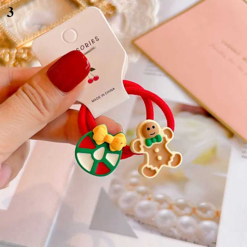 2pcs /Set Cute Cartoon Christmas Snowman Santa Elk Elastic Hair Bands Rubber Bands Ponytail Holder Scrunchies Girls HeadwearX241022