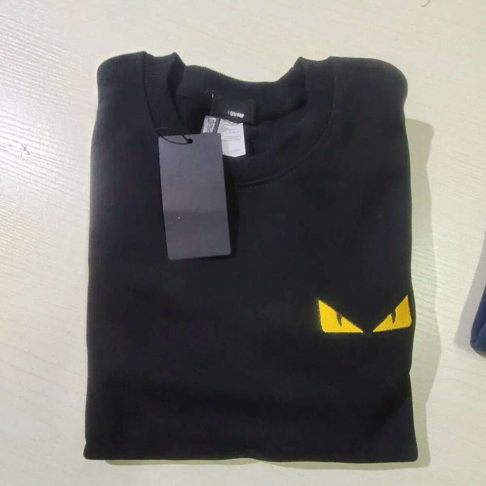High end and Autumn winter new small monster embroidered pure cotton hoodie men s fashion classic casual round neck pullover top fahion claic caual