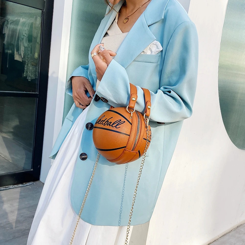 Fashion womens handbag round basketball football shaped party bag artificial leather cross body girl coin wallet shoulder bag 241023
