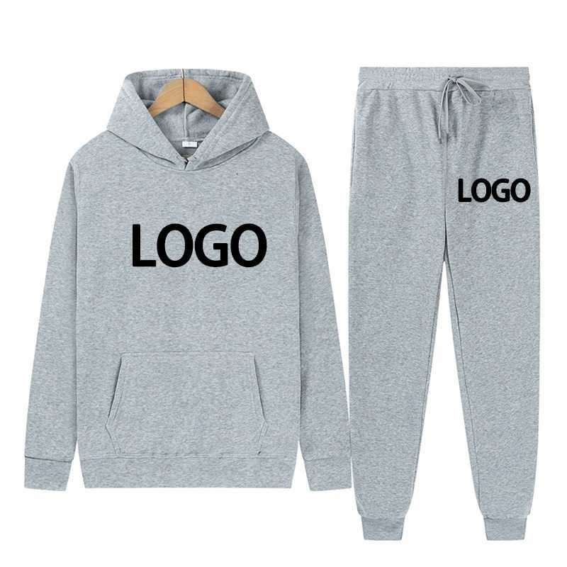 Customized printed mens and womens hoodies sports shirts and jogging pants high-quality unisex daily casual sports hoodie set 241023