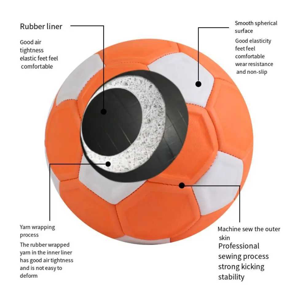 Recreational Size 3/4/5 Curve Soccer Ball Curve Lines Recreational Youth Football Game Gift Orange Match Football Outdoor MatchXJ241023