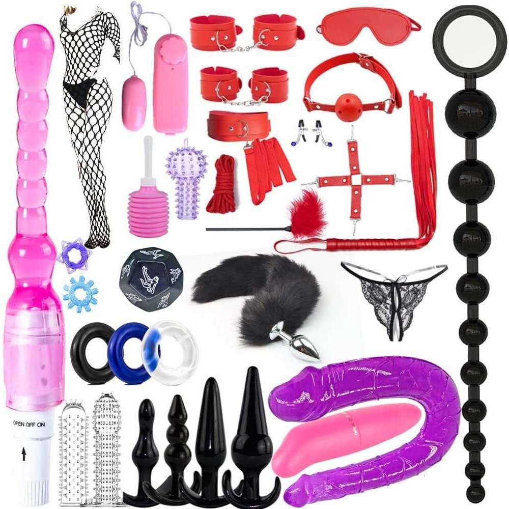 32Pcs SM Bondage Restraint Vibrator Silicone Anal Plug Dildo Sex Toys for Butt plug2 Color