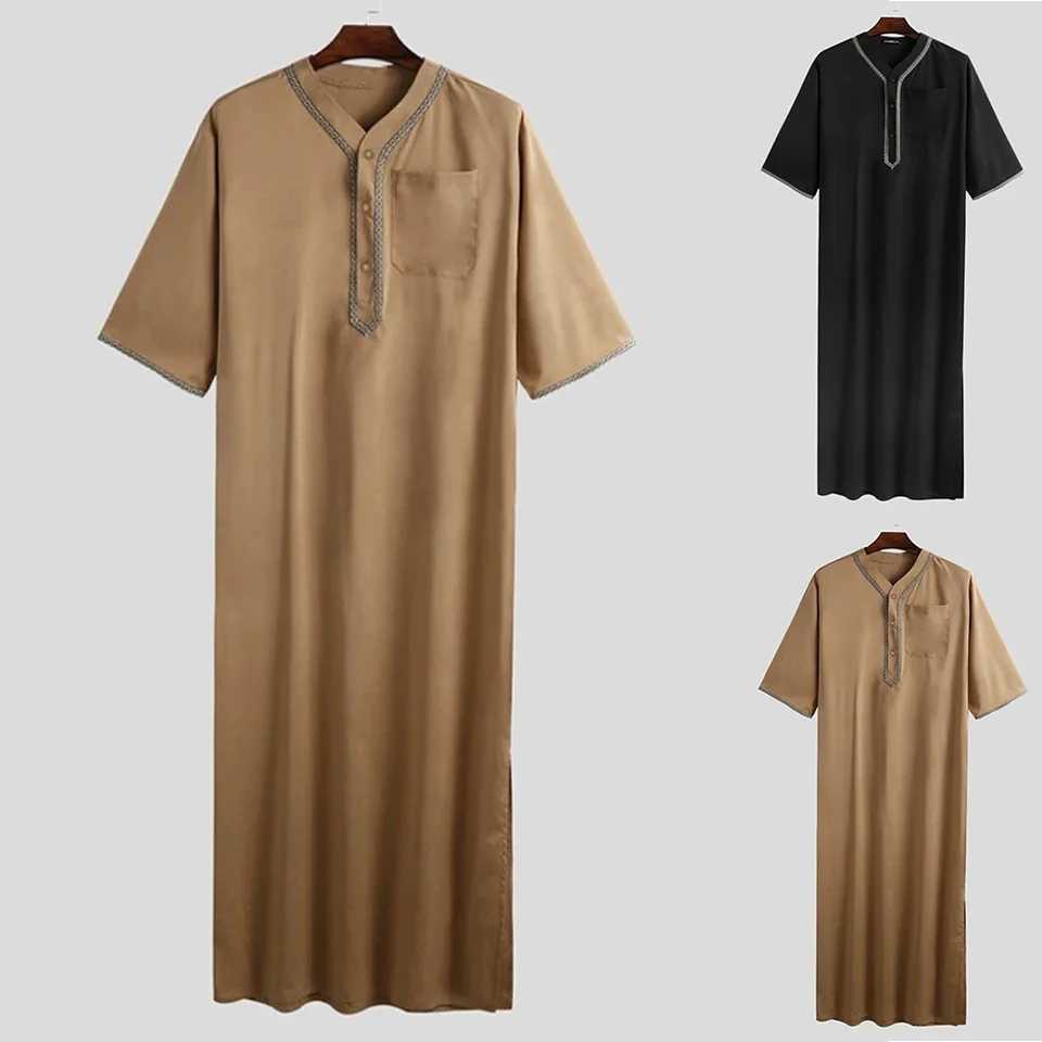 Fashionable mens pajamas Ktan Kn length M-2XL mens ultra-thin pajamas polyester S Abaya shorts W241023