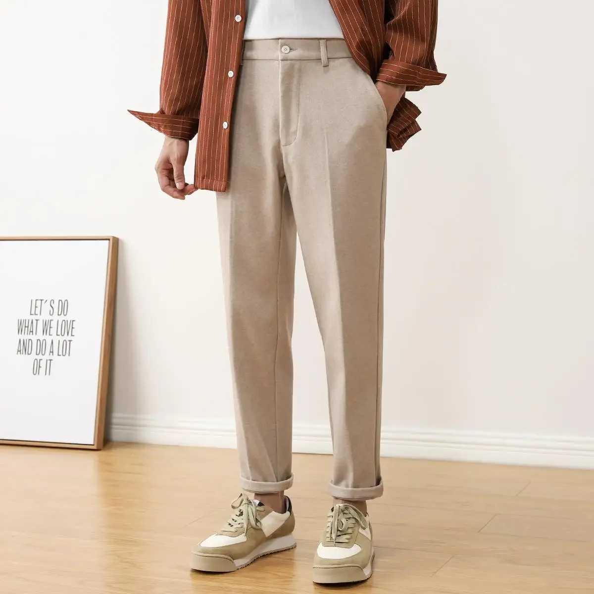 Khi Slim Fit Trousers for Men Brown Tressed Man Suits Pants Cheap Summer 2024 New in Dress Work Wear Ele Clothes Offer UpX241023