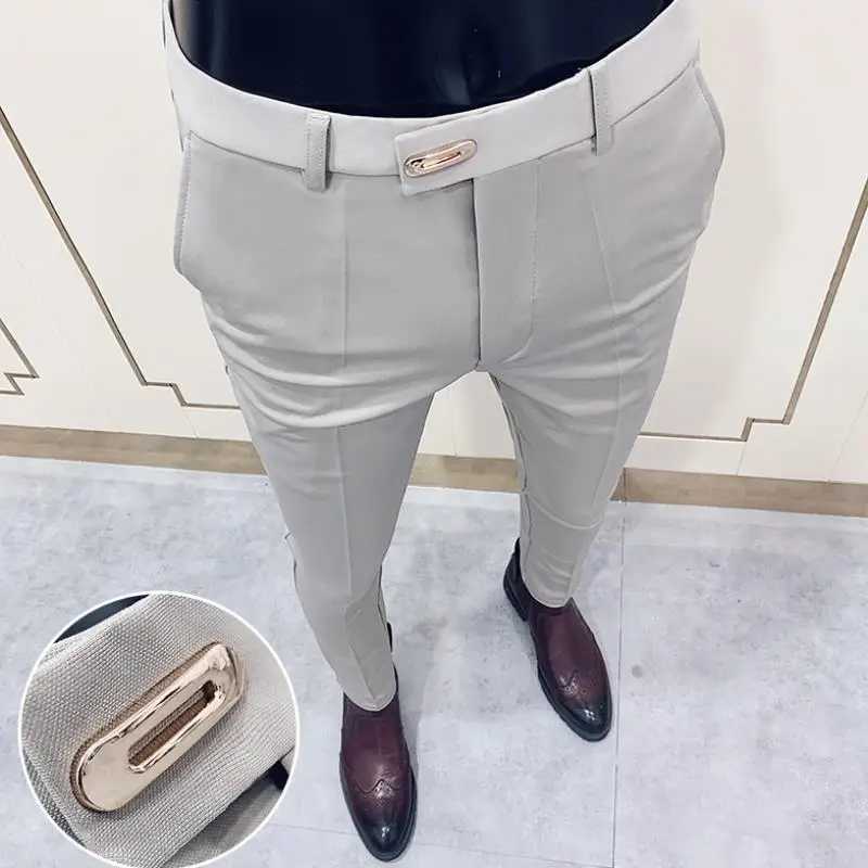 Pantn Homme 2021 New Mens Business Dress Pants Solid Color Slim Fit Formal Office Suit Pant Streetwear Man Casual TrousersX241023