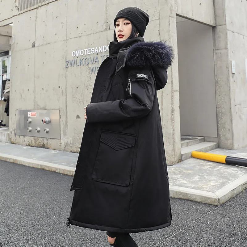Winter long mens jacket casual fur collar hooded white duck down jacket mens clothing winter outdoor jacket 241022