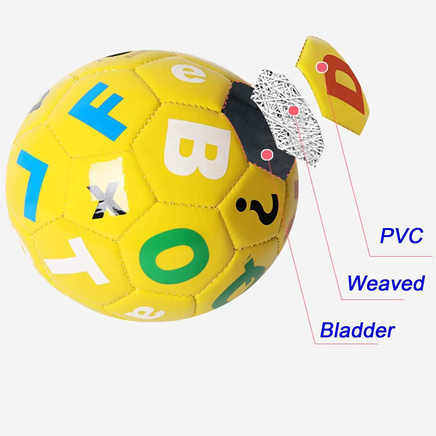 Soccer Ball Size 2 Yellow with Random tter and Number Suitab for Kids Toddr Boy Gift Training Practice 2-6 Years OldXJ241023
