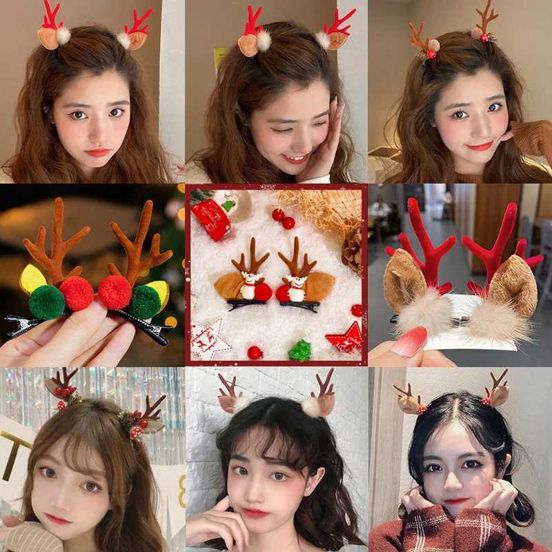 Christmas Hairpin Antler Hair Clips For Girl Deer Ear Festival Party Hairgrips Barrette Headwear Kids Cute Hair Accessories GiftX241021