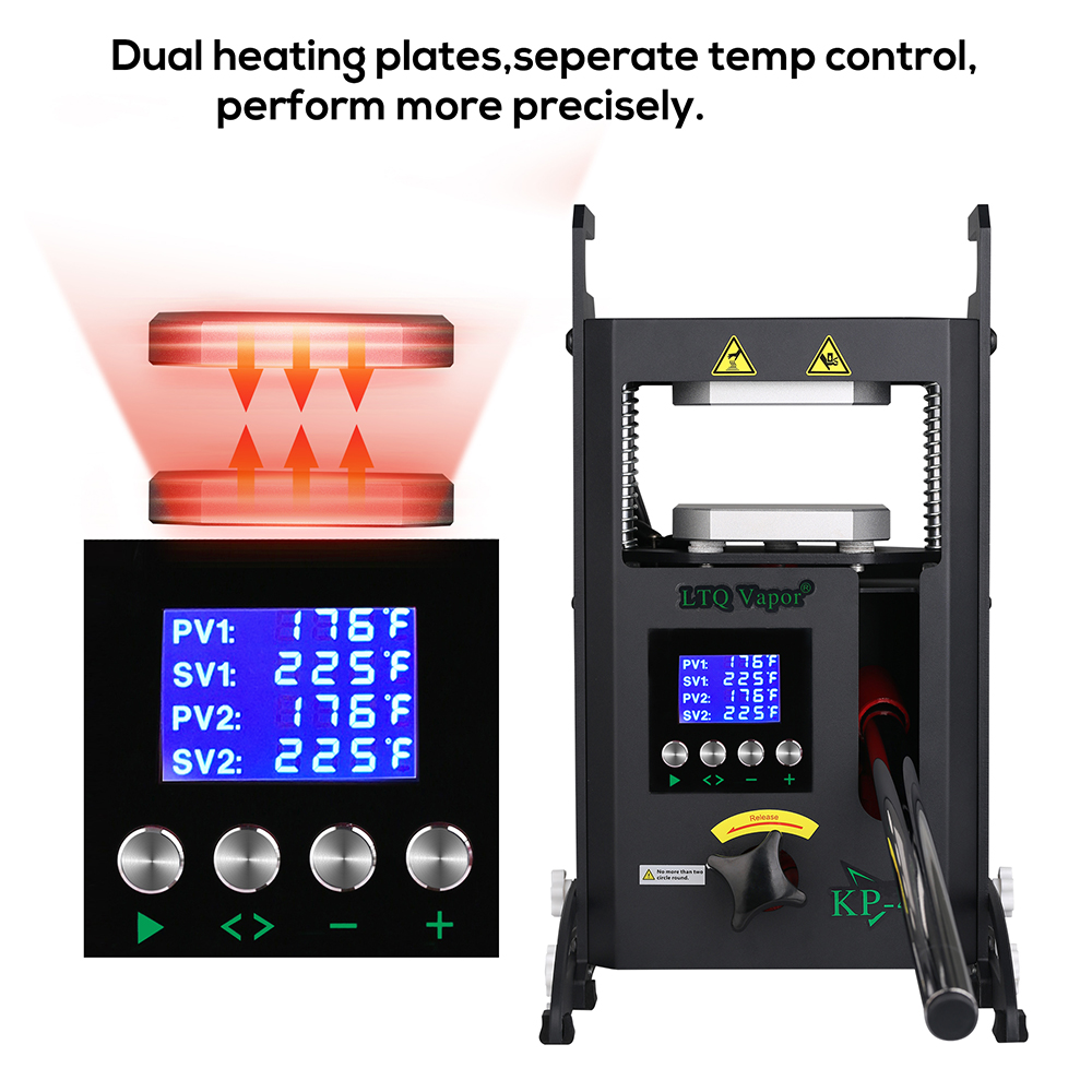 4 Tons Pressure Hydraulic Dab Rosin heat press machine Kp-4 Dual heating Plates Temperature Digital Display Screen