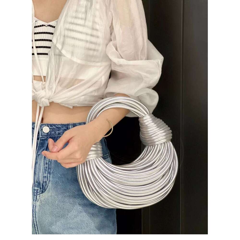 LITTLETON Women Handbags 2025 for Fashion Designer Brand Handwoven Noodle Bags Rope Knotted Pulled Hobo Sier Evening Clutch Bag
