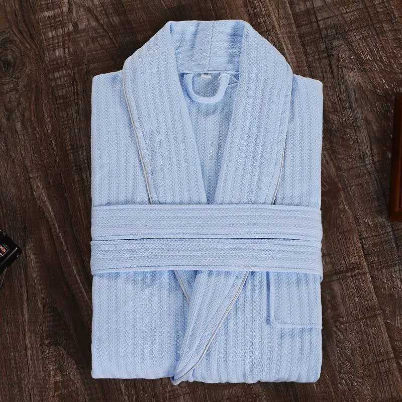 Mens Wfle Bathrobe long design kimono couple night town plus size robe Sp robe 100% cotton summer W241023