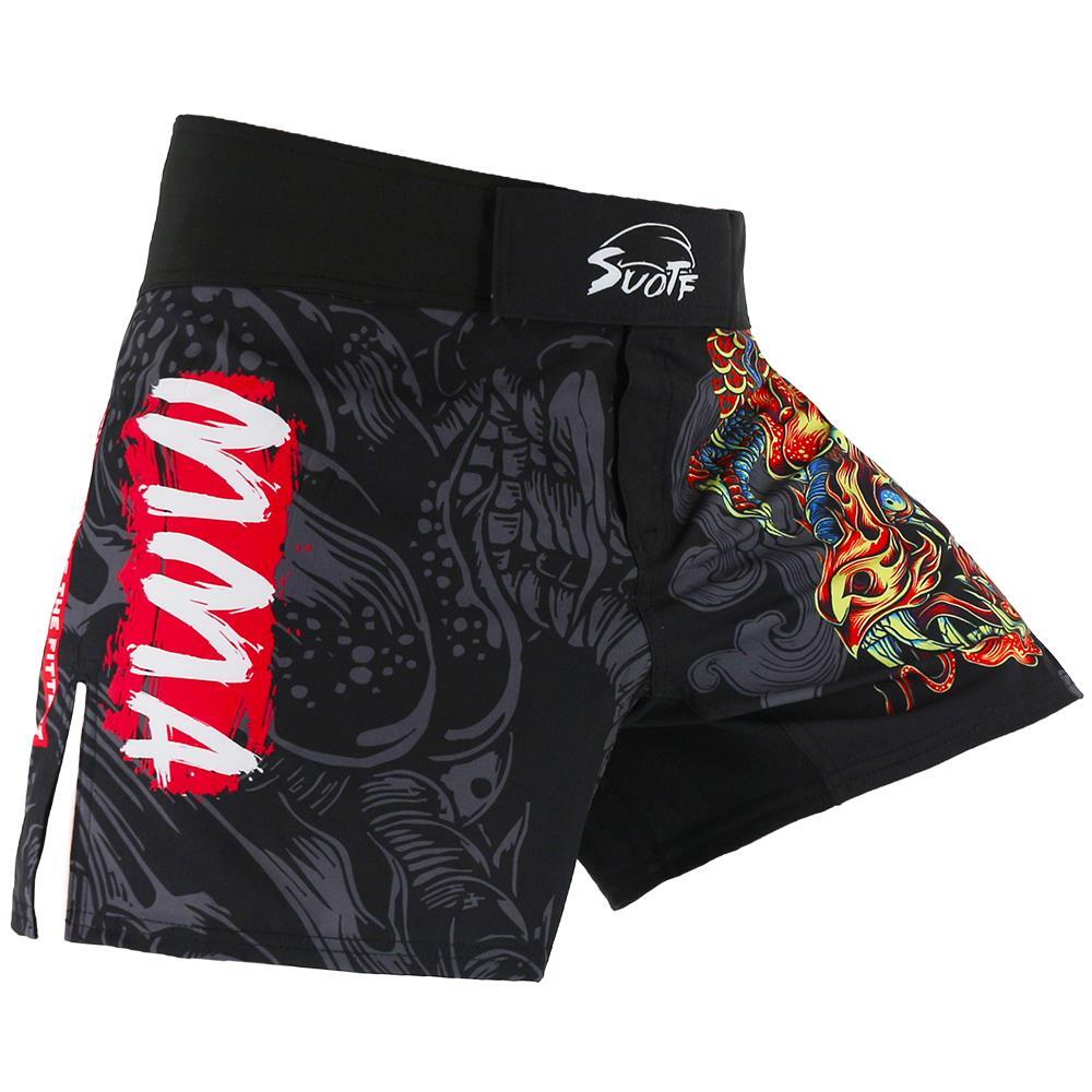 SUOTF Dragon Breathable Fighting MMA Shorts Grappling Sanda Muay Thai Clothing Kick Boxing Training Short Tiger Muay Thai mma