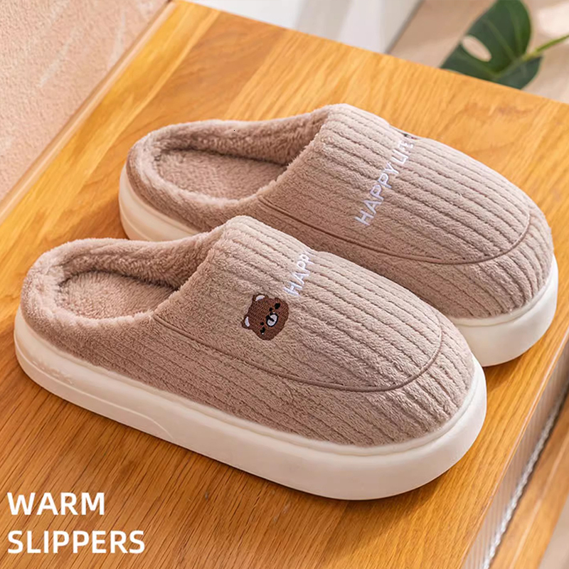 Cotton slippers for women winter home indoor autumn and winter womens home mens waterproof childrens thick soled slippers