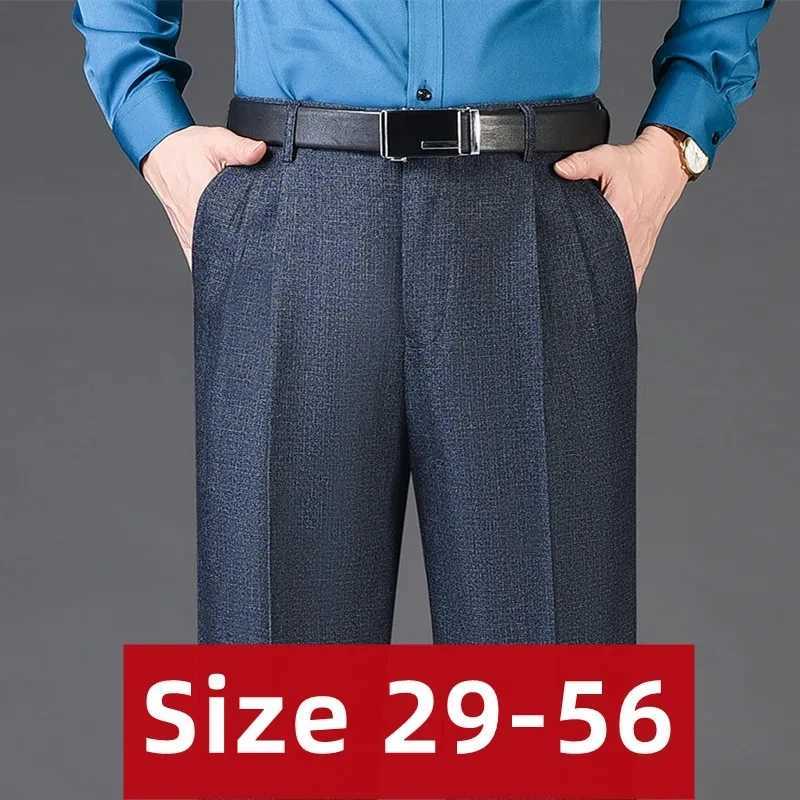 Size 29-50 52 54 56 Double Pleated High Waist Suit Pants Men Wool Cashmere Winter Autumn Dress Trousers for Male Formal BusinessX241023