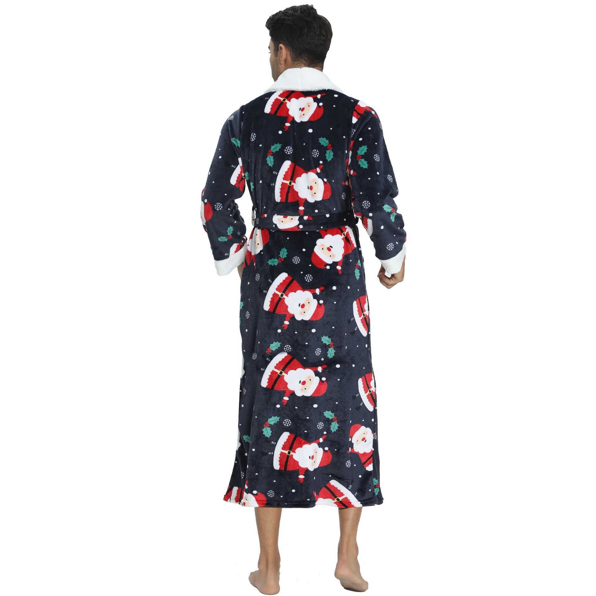 Warm autumn and winter flannel mens bathroom thickened long night Spwear velvet kimono mens clothing W241023