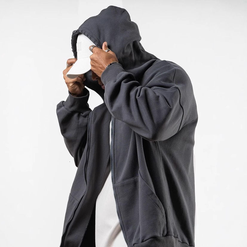Men's hoodie, autumn and winter heavy hoodie jacket, elegant style, zipper cardigan, ripped hole, casual couple hoodie, fashionable