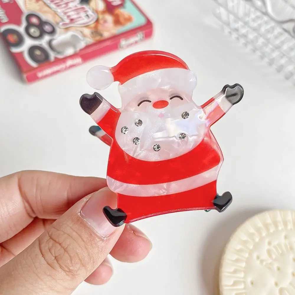 Deer Christmas Elk Hair Claw Kawaii Penguin PVC Snowman Hair Clip Korean Style Geometric Santa Claus Shark Clip PartyX241021