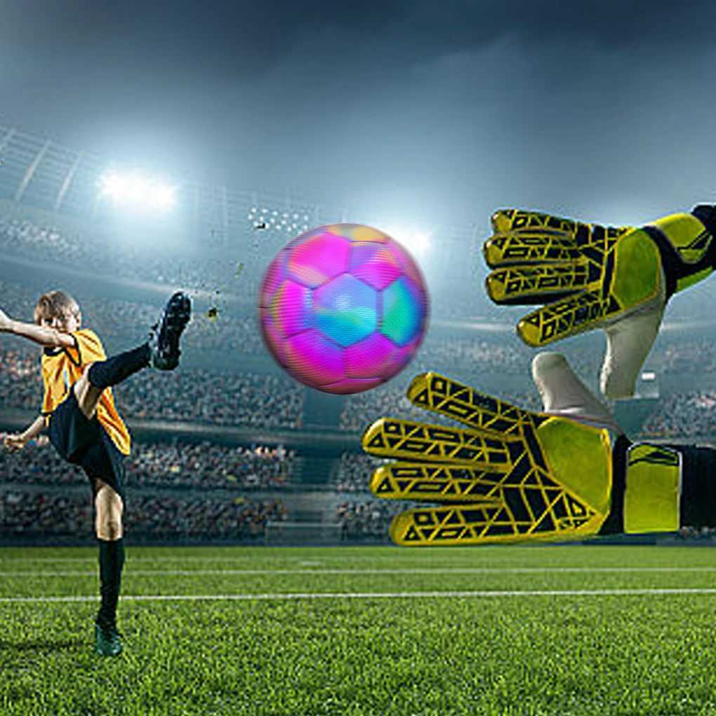 Laser Luminous Football PU Thickened 3.5mm Size 4 Size 5 Profional Competition Training Football for Children AdultsXJ241023