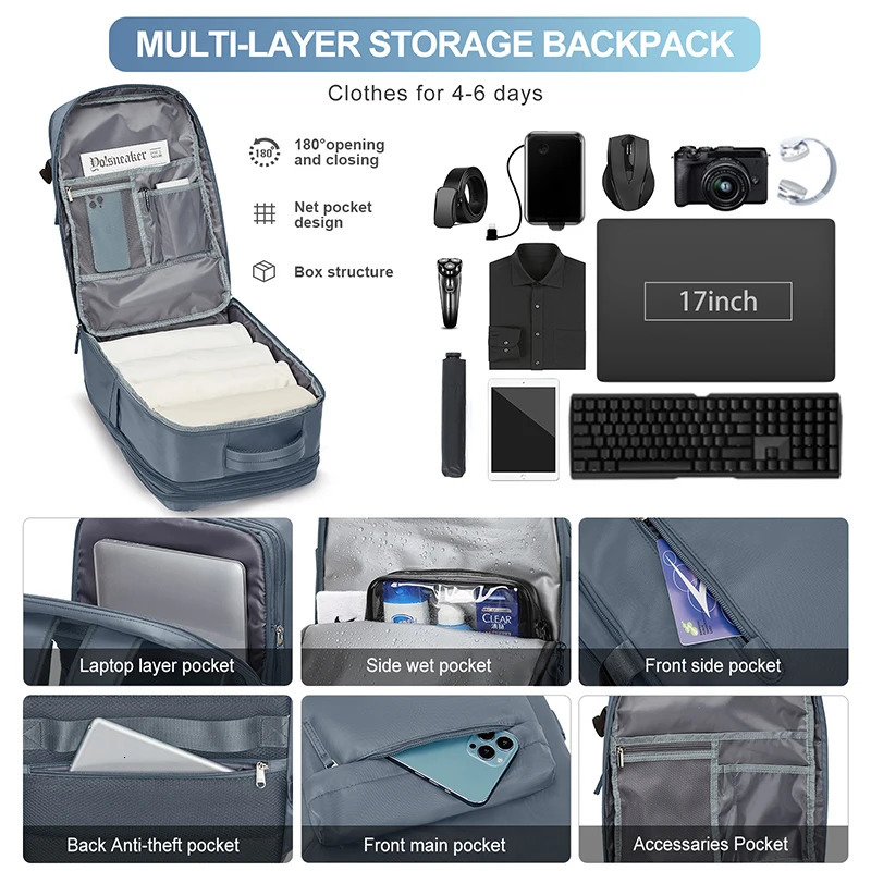 Mens oversized travel backpack personal items flight approved retractable carry on backpack waterproof camping laptop backpack 241023