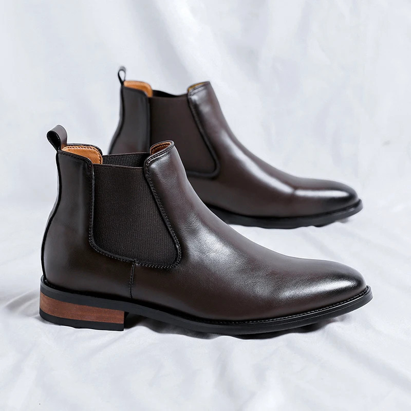 Genuine leather classic mens high top Chelsea ankle boots high-quality mens casual dresses business shoes comfortable outdoor basic boots 250225 - view 3