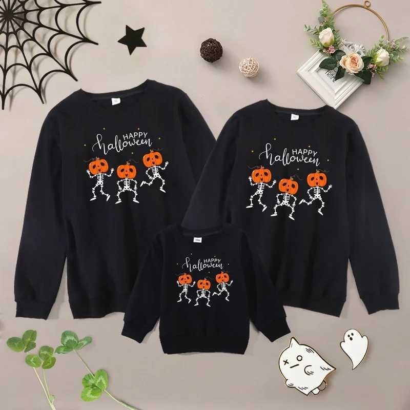 Halloween Sweatshirts Family Matching Outfits Casual Pumpkin Family Hoodies Parent-child Family Look Childrens Clothing AutumnXJ241008