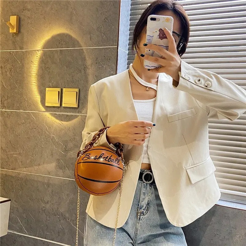 2024 Crossbody Bag Network Red Personalized Fun Pink Ins Versatile Chain Football Basketball Shoulder Bag Mini Round Bag 241023