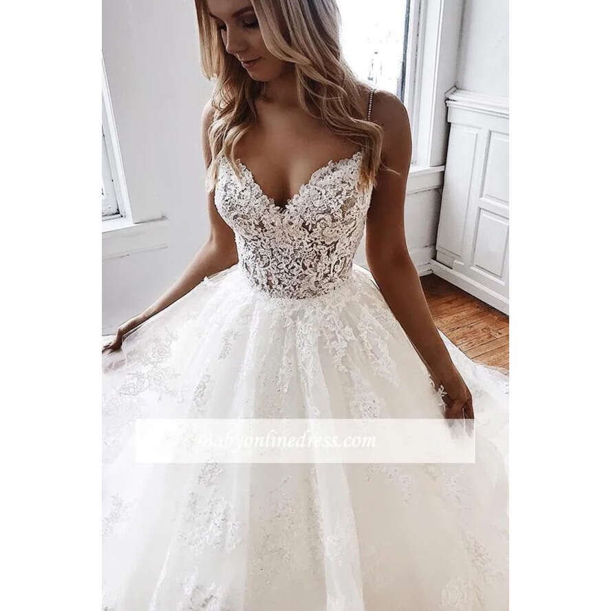 Lace Back Sexy Open Tulle Wedding Dresses A E Spaghetti Straps Appliques Beads Ruffles Long Tran Bridal Gowns Bc3162 ppliques