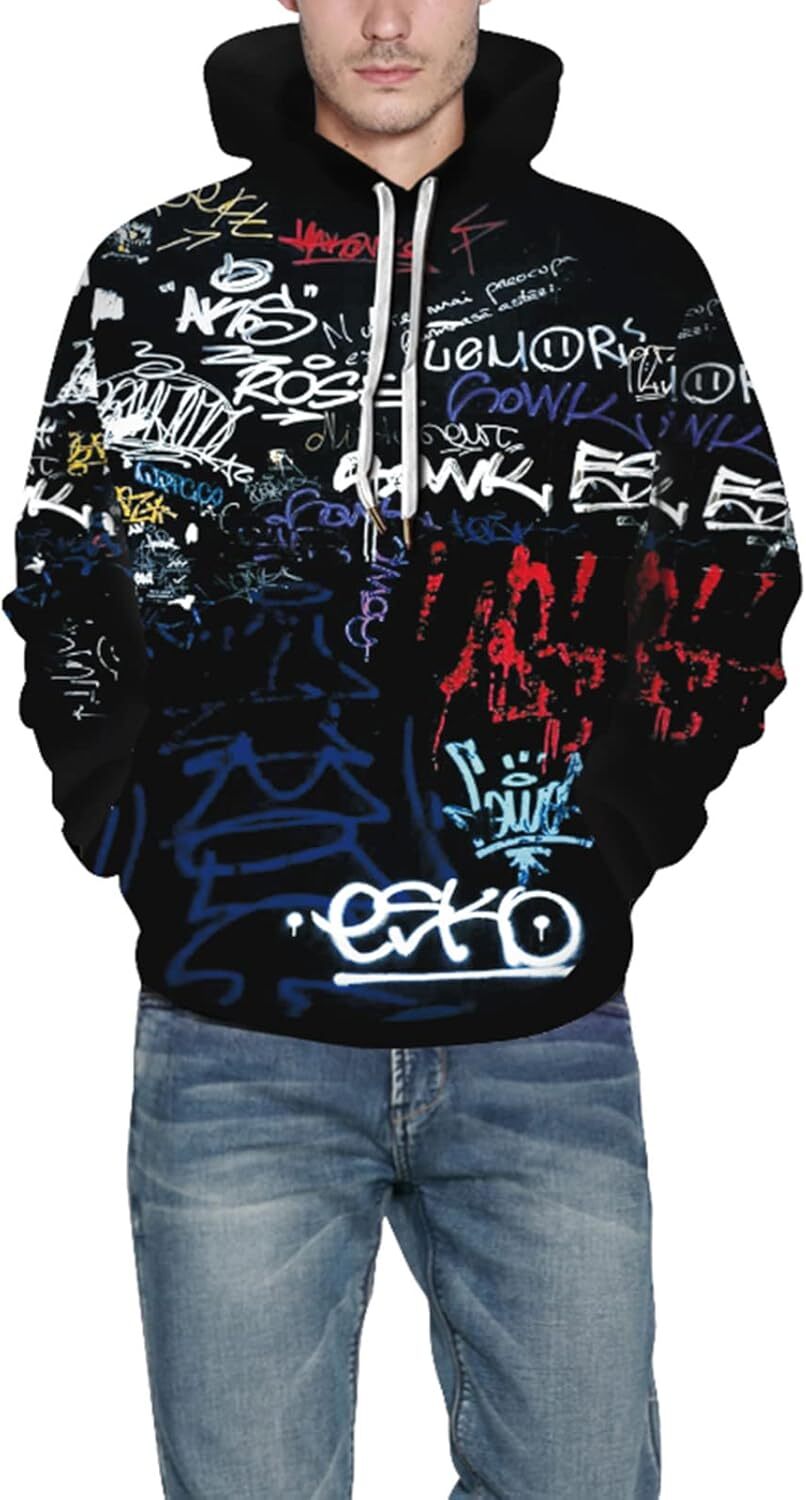 Hoodie for Mens Womens Mens Hoodies Novelty 3D Funny Printed Dream fashion dazzle Hoodie Sweatshirts with Pockets Graphic Hoodies sweatshirt Pullover 