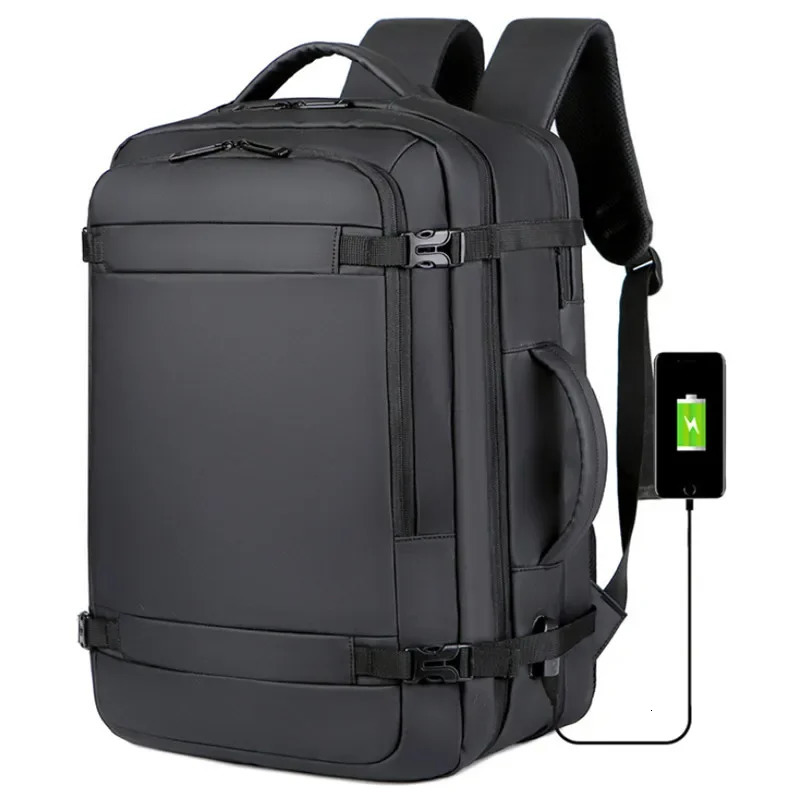 40L expandable USB travel backpack flight approved carry on airplane backpack waterproof and durable 17 inch mens backpack 241023