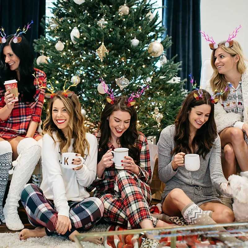 Colorful Light Antler Hair Clip Fashion Ears Christmas Hair Clip Accessories Antler Headband Headdress Headwear with LED LightX241021