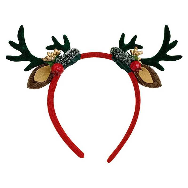 1Pcs Christmas Sweet Headband Elk Antler Girls Plush Reindeer Horn Flower Festival Clips Hair Band Kid Adult New Year Party GiftX241022