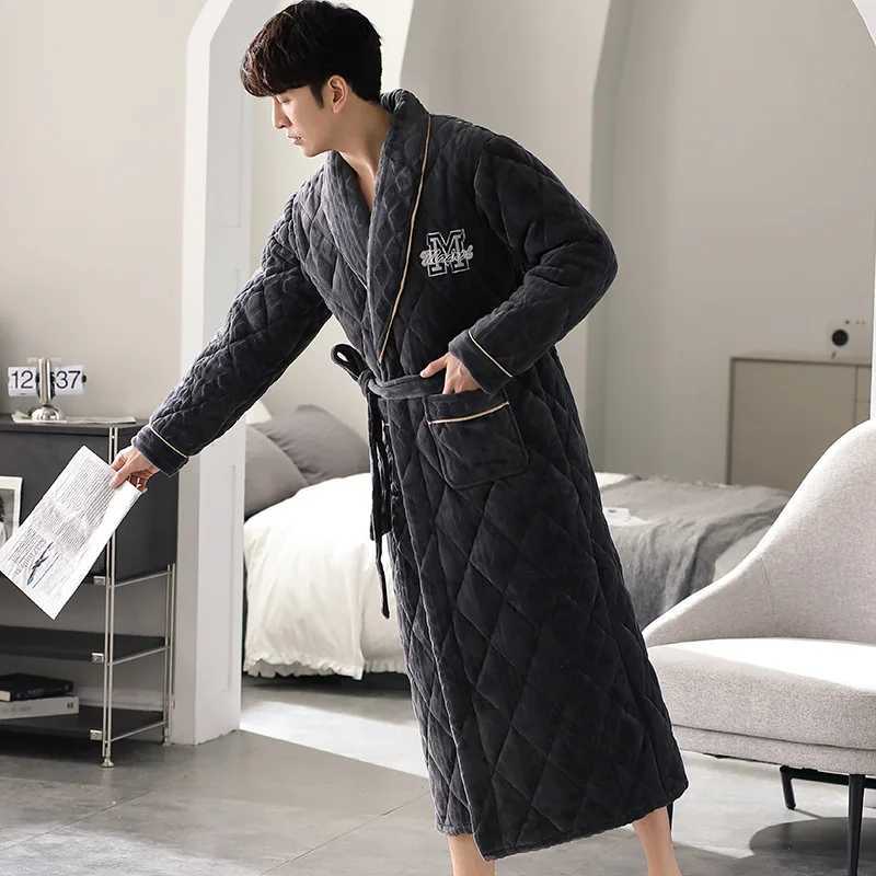 Bridal Dress Winter New Luxury Kimono Fashion Night Light Mens Thick Bathroom Long Coral Fce Sleepwear Home Clothing W241023