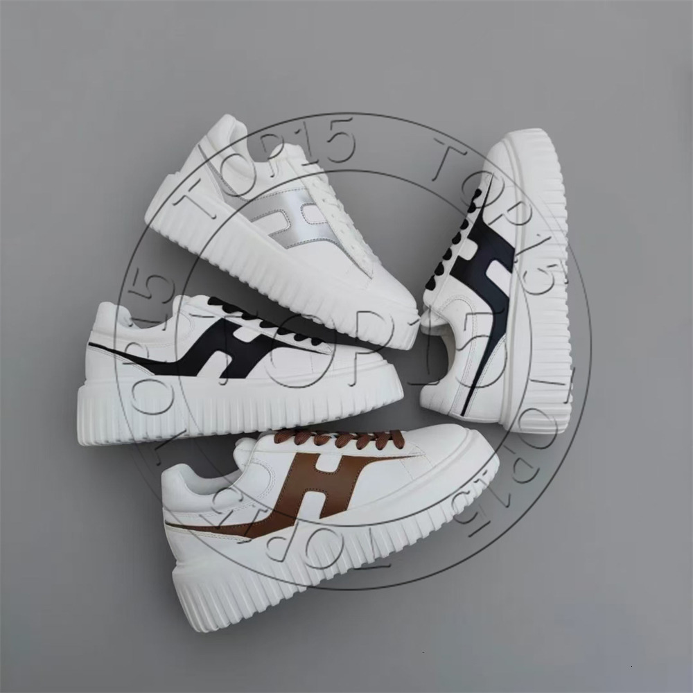 h-stripes Fashionable hogans shoes HGN86 fashion Causal Shoes biscuit thick sole leather womens shoes white Stripes casual platform shoes H630 comfortable