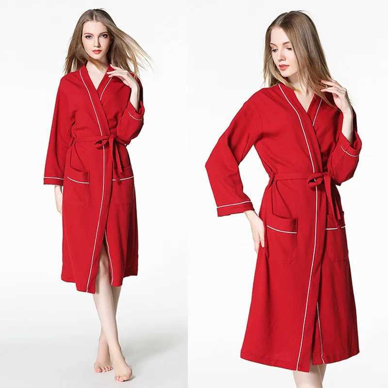 Mens Sp Robe Cotton Wfle Bathroom Long Design Couples Womens Pajamas Size Up Robe W241023
