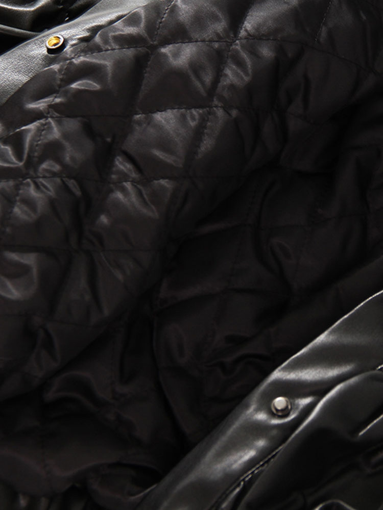 Dear Fashion Women's Pleated Lapel Puff Sleeve Cover Button Designer Slim PU Leather Jacket 2024 Autumn New Item 7Ab3798