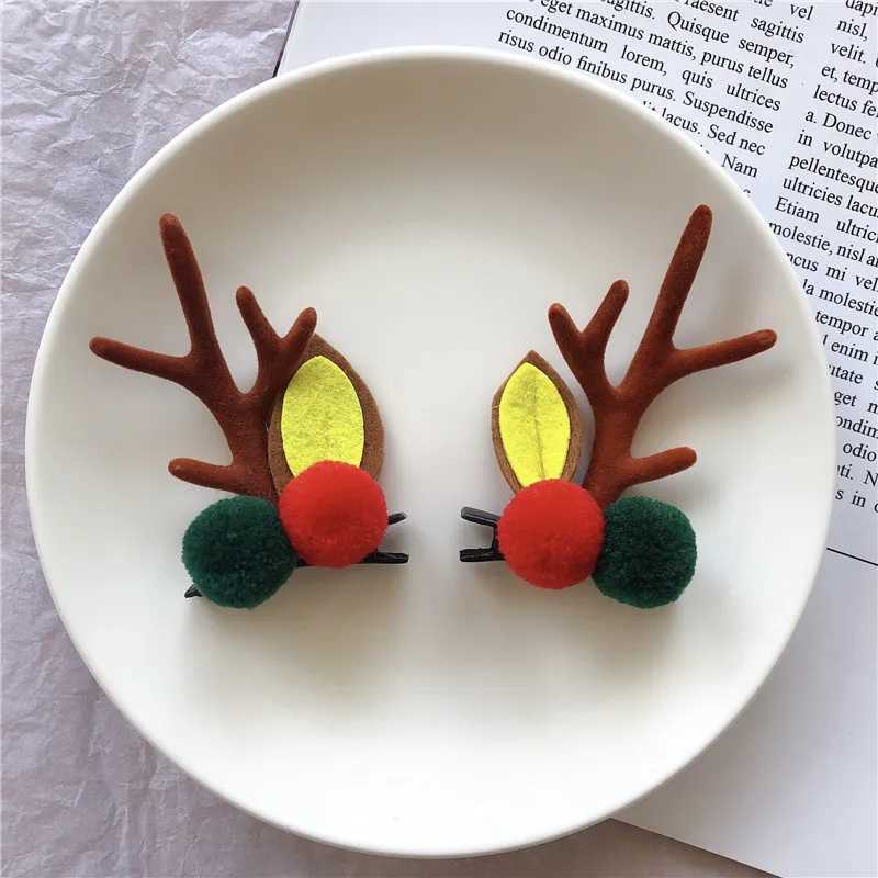 4Pcs/Set Christmas Hair Ornaments Santa Claus Headwear Deer Horn Hairpins BB Side Clip Princess Headdress Girls Hair AccessoriesX241022