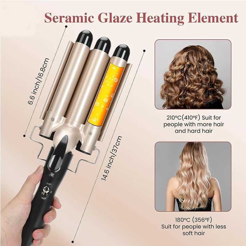 Three tube curler adjustable iron temperature electric wave modeling three bucket egg curl modeling beauty salon M241022