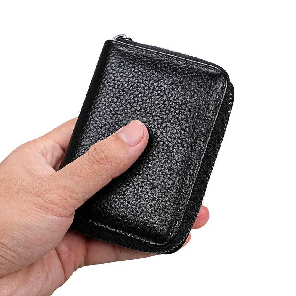 New Mini Leather 20 Card Wallet Mini Leather Wallet Business Box Wallet Bracket RFID Blocked Carteira Masculina Porte Carte Z250411