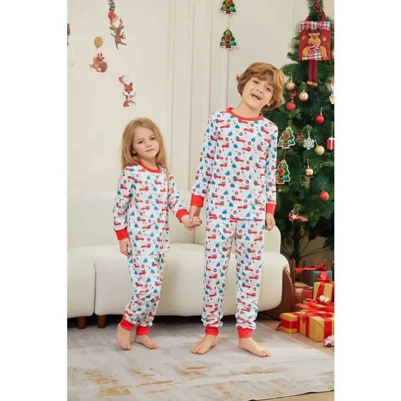 New 2024 Christmas Pajamas Set Cartoon Allover Print Parent-child Matching Outfits Casual Soft Family Look 2 Pieces Suit PyjamasXJ241008